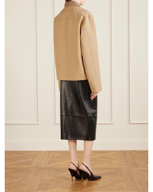 Khaite Natural Wyatt Suede-Trimmed Cotton-Gabardine Jacket