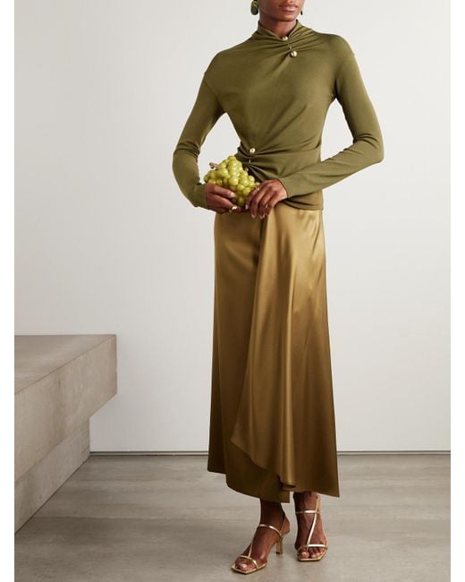 Cult Gaia Green Callie Oberteil Aus Strick Mit Raffungen Und Verzierungen