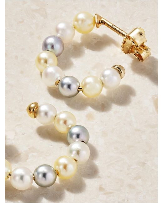 Mizuki Natural 14-Karat Pearl Hoop Earrings