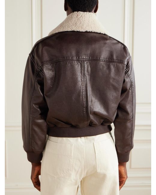 Blouson En Cuir À Finitions En Peau Lainée Lenoir Sea en coloris Brown