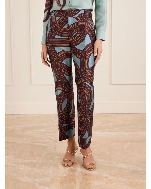 LaDoubleJ Blue Hendrix Cropped Jacquard Straight-Leg Pants