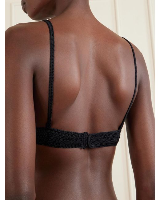 Ralph Lauren Black Crocheted Silk Triangle Bra