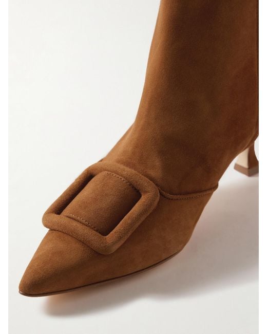 Bottines En Daim À Boucles Baylow 50 Manolo Blahnik en coloris Brown