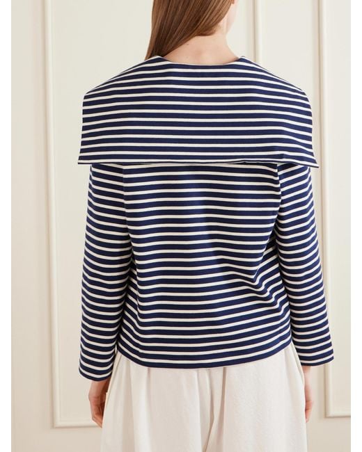 Les Vacances d'Irina Blue Seaman Striped Cotton-Jersey Blouse
