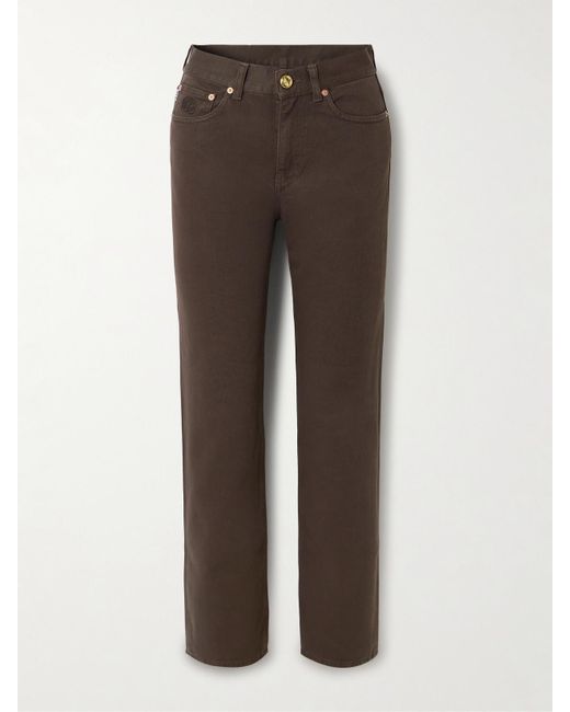 Blazé Milano Brown Paso Hoch Sitzende Jeans Mit Geradem Bein Und Stickerei