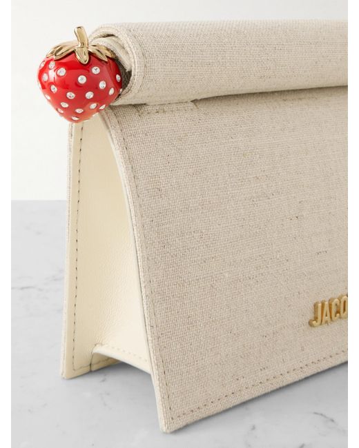 Jacquemus Natural Pochette Kleine Clutch Aus Canvas Mit Lederbesätzen Und Verzierung