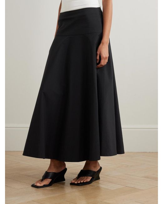 St. Agni Black Paneled Cotton-Blend Maxi Skirt