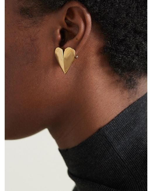 Alaïa White Le Coeur Goldfarbene Ohrringe