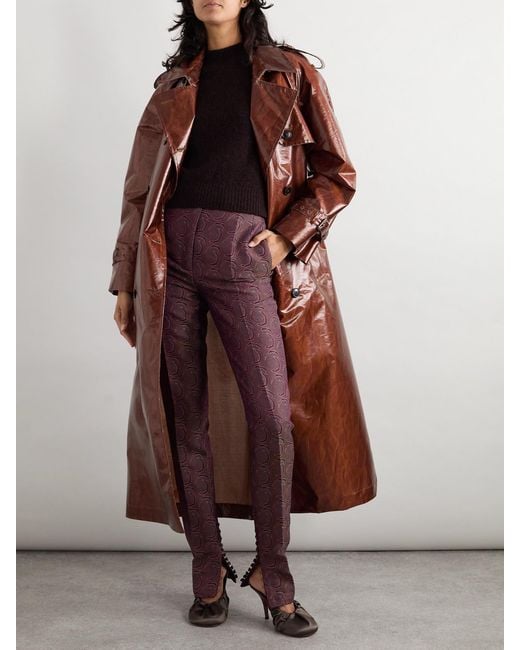 Dries Van Noten Purple Jacquard Skinny Pants