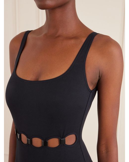 Eres Black Cutout Embellished Swimsuit