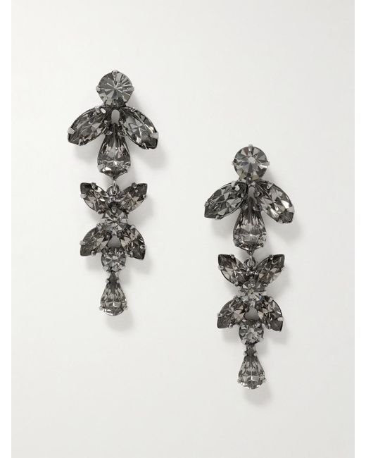 Jennifer Behr Black Liss Gunmetal-Tone Crystal Earrings