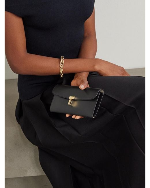 Totême  Black T-Lock Textured-Leather Wallet