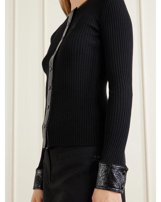 Courreges Black Logo-Embroidered Ribbed-Knit Cardigan