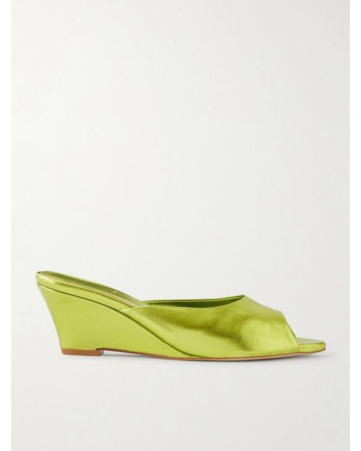 Jamie Haller Yellow The Kit Metallic Leather Mules