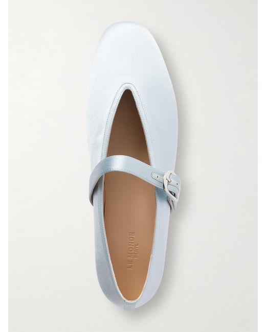 Le Monde Beryl Blue Stella Satin Mary Jane Ballet Flats
