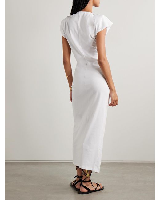 Isabel Marant White Nadela Asymmetric Gathered Cotton-Jersey Maxi Dress