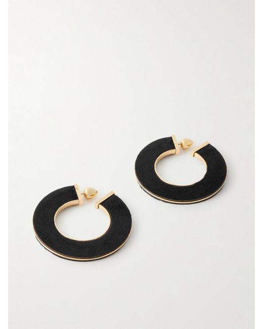 Alaïa Black Tone Calf Hair Hoop Earrings