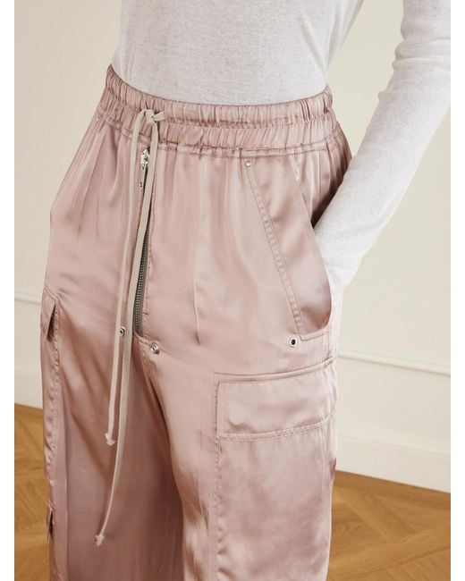 Rick Owens Pink Cargobelas Charmeuse Wide-Leg Pants
