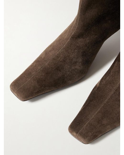 Khaite Brown Ona Suede Ankle Boots
