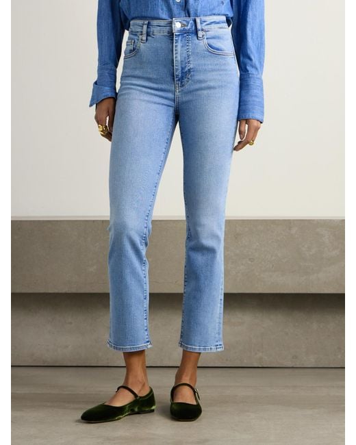 FRAME Blue The Pencil Cropped High-Rise Skinny Jeans