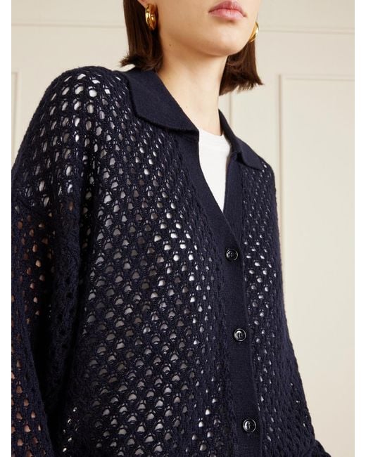 Allude Blue Open-Knit Wool And Cashmere-Blend Overshirt