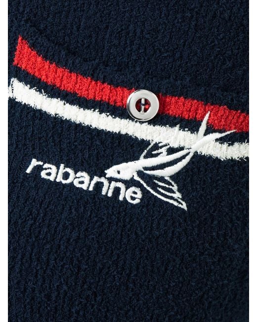 Rabanne Blue Hose Mit Geradem Bein Aus Bouclé Aus Einer Baumwollmischung Mit Streifen Und Stickerei