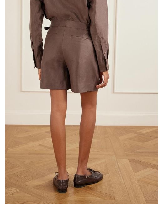 God's True Cashmere Brown Cocoa Cropped Linen Shorts