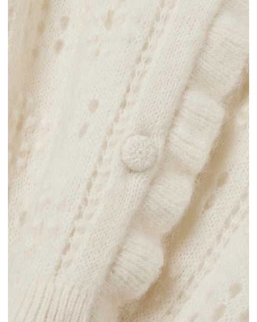 Doen Natural Claudie Ruffled Pointelle-Knit Alpaca-Blend Cardigan