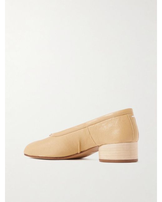 Maison Margiela Natural Tabi Ballerina Pumps Mit Geteilter Kappe Aus Leder