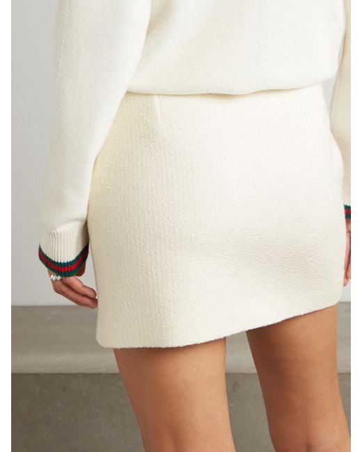 Gucci Natural Minirock Aus Bouclé-Tweed Aus Einer Wollmischung