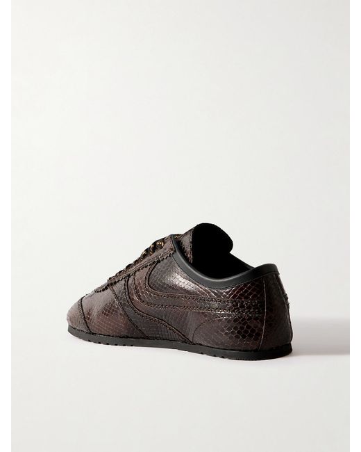 Dries Van Noten Black Snake-Effect Leather Sneakers