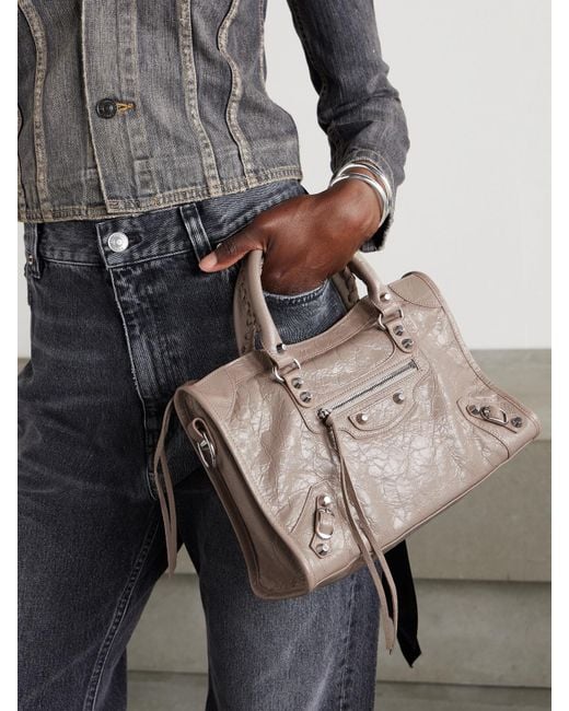 Balenciaga Natural Le City Small Embellished Textured-Leather Tote