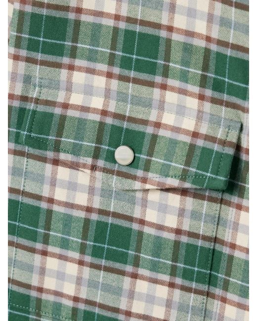Twp Green New Carter Checked Cotton-Flannel Shirt