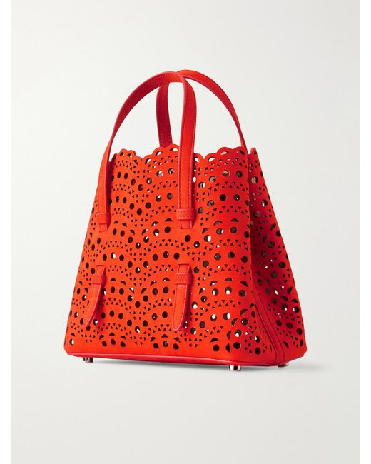 Alaïa Red Mina 20 Laser-Cut Leather Tote