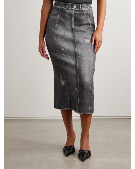 Acne Gray Printed Cotton-Blend Jersey Midi Skirt
