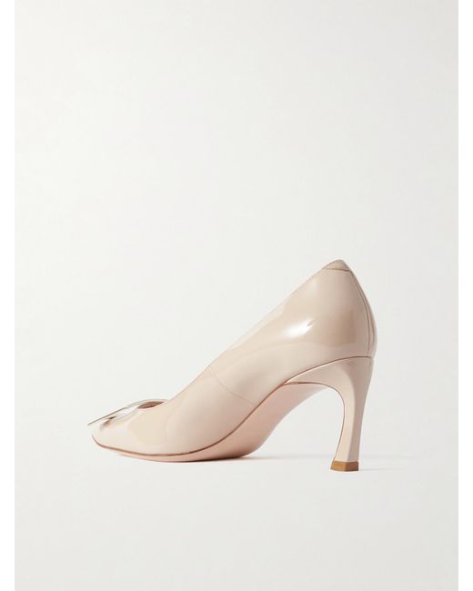 Roger Vivier Natural Belle Vivier Trompette 70 Buckled Patent-Leather Pumps