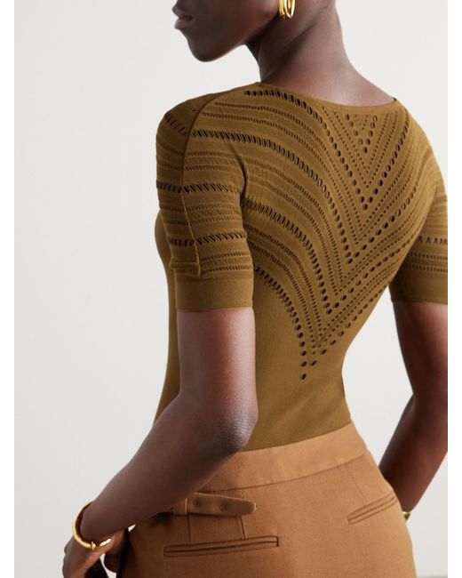 Wolford Natural Pointelle-Knit Stretch Wool-Blend Bodysuit