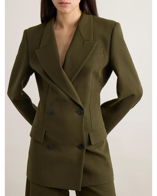 Alaïa Green Double-Breasted Cotton-Twill Blazer