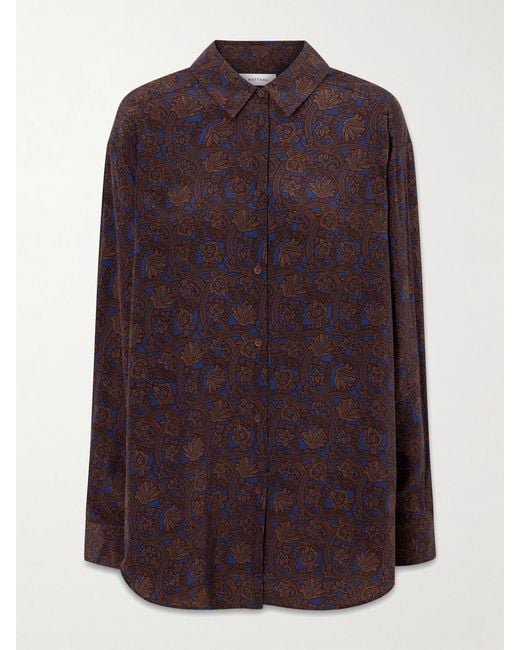 Matteau Purple Printed Silk-Crepe De Chine Shirt