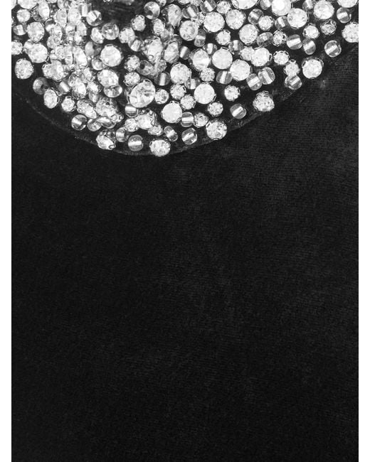 The New Arrivals Ilkyaz Ozel Black Hemingway Neckholder-Oberteil Aus Samt Mit Kristallen Und Schößchen