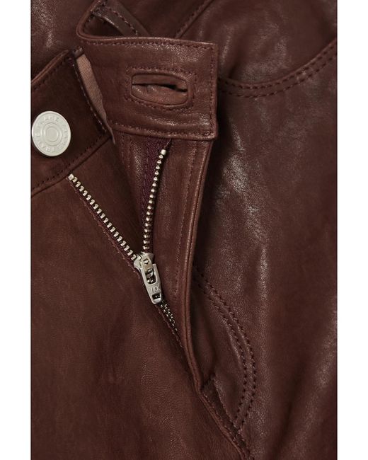 Pantalon Évasé Raccourci En Cuir Le Crop Mini Boot FRAME en coloris Brown