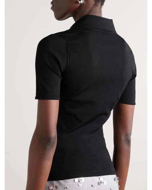 Dolce & Gabbana Black Appliquéd Jersey Polo Shirt
