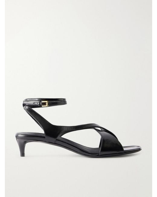 Khaite Black Liria Leather Sandals