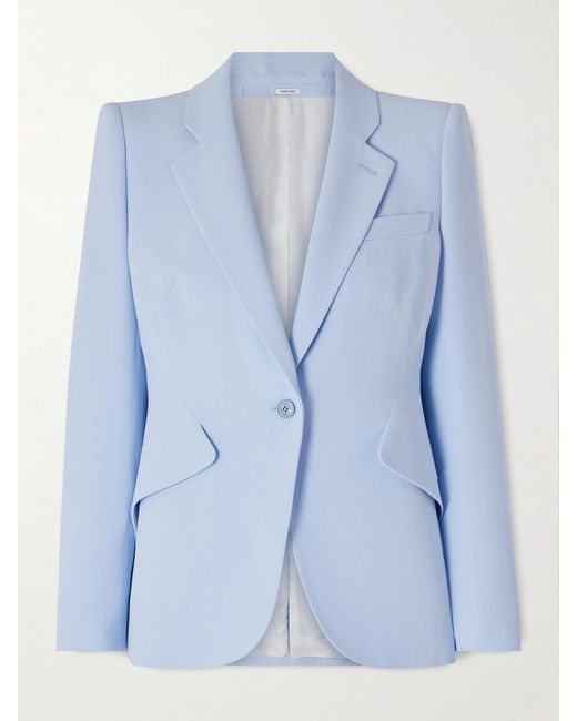 Alexander McQueen Blue Crepe Blazer