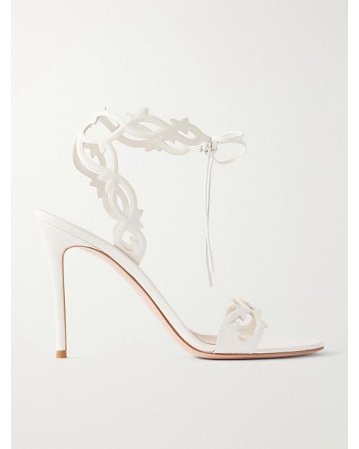 Gianvito Rossi Natural 95 Laser-Cut Leather Sandals