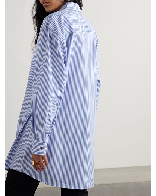 Mara Hoffman Blue Hailey Striped Organic Cotton-Poplin Shirt