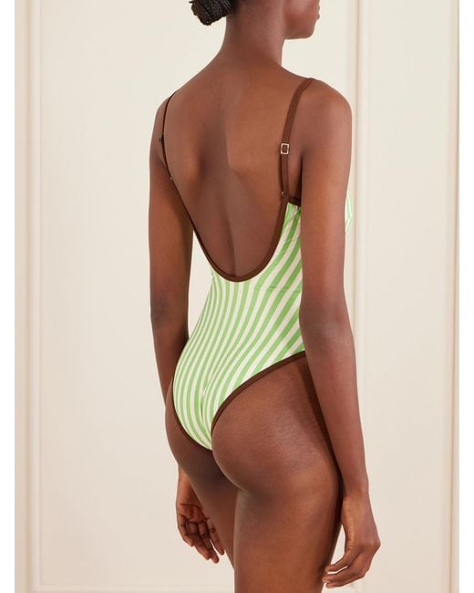 Haight Green Pipping Thidu Striped Swimsuit