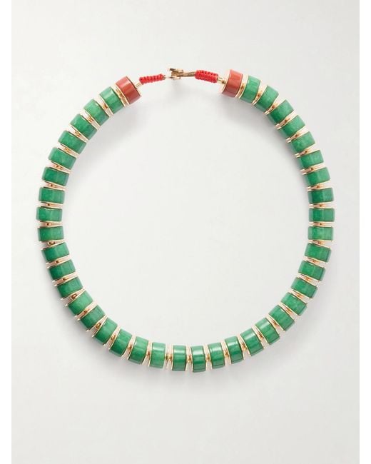 Roxanne Assoulin Green The Stone Slice-Tone Jade And Carnelian Beaded Necklace