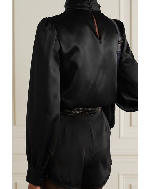 black silk turtleneck blouse