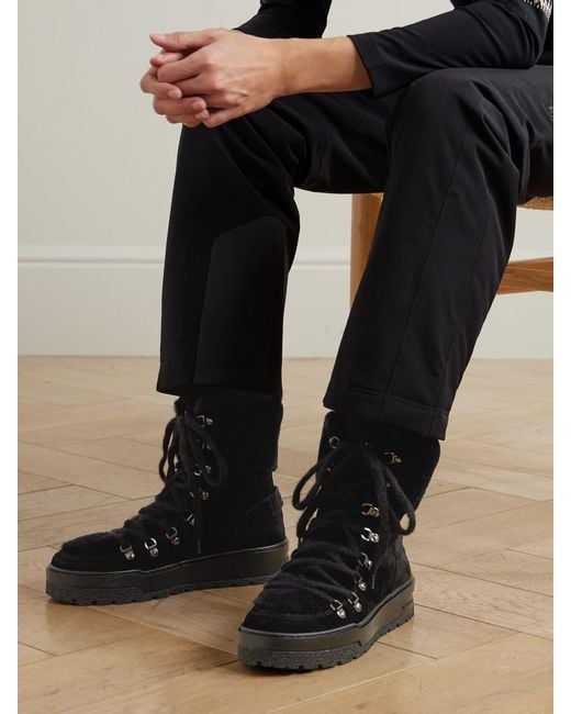 Bogner Black Calgary Shearling-Trimmed Suede Ankle Boots